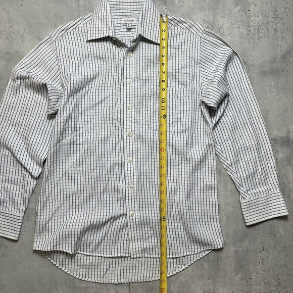 Emanuel Ungaro Dress Button Up Mens Shirt Sz S 15‎ 32/33 White Blue Check - Picture 6 of 7